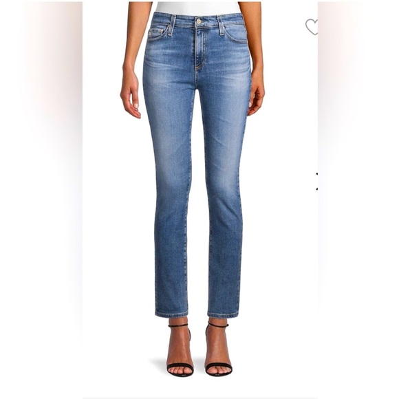 🌟HP NWT AG-ED Denim/Jeans Saige High-rise Straight Leg 26W/30L light blue - Picture 1 of 9